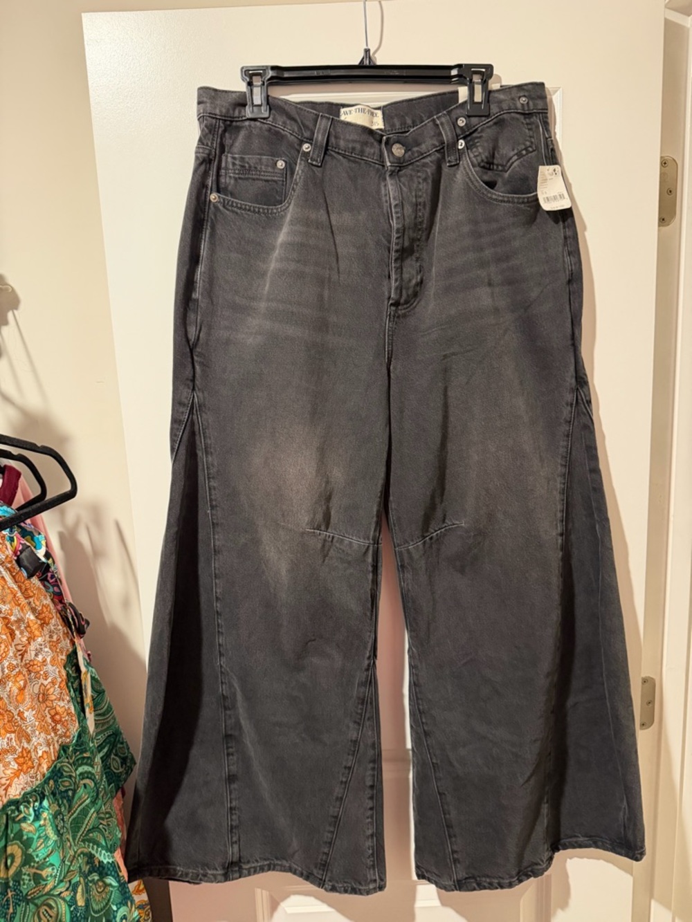 Free People Black Washed Wide Leg Jeans 🔥 Size 31S